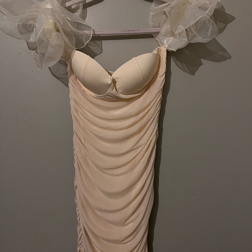 Beautiful Cream Ruched Dress